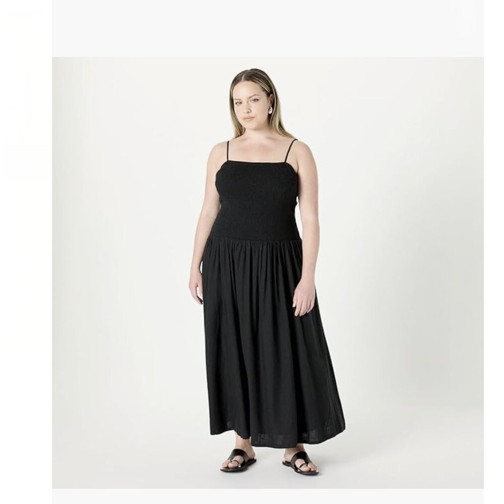 The Drop Florencia Smocked Bodice Linen Maxi Dress - Picture 3 of 9
